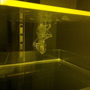 The model is finished and left to drip the excess resin